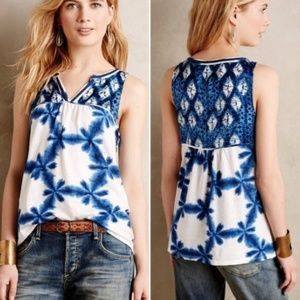 Anthro Akemi and Kim Raina Tank blue white top